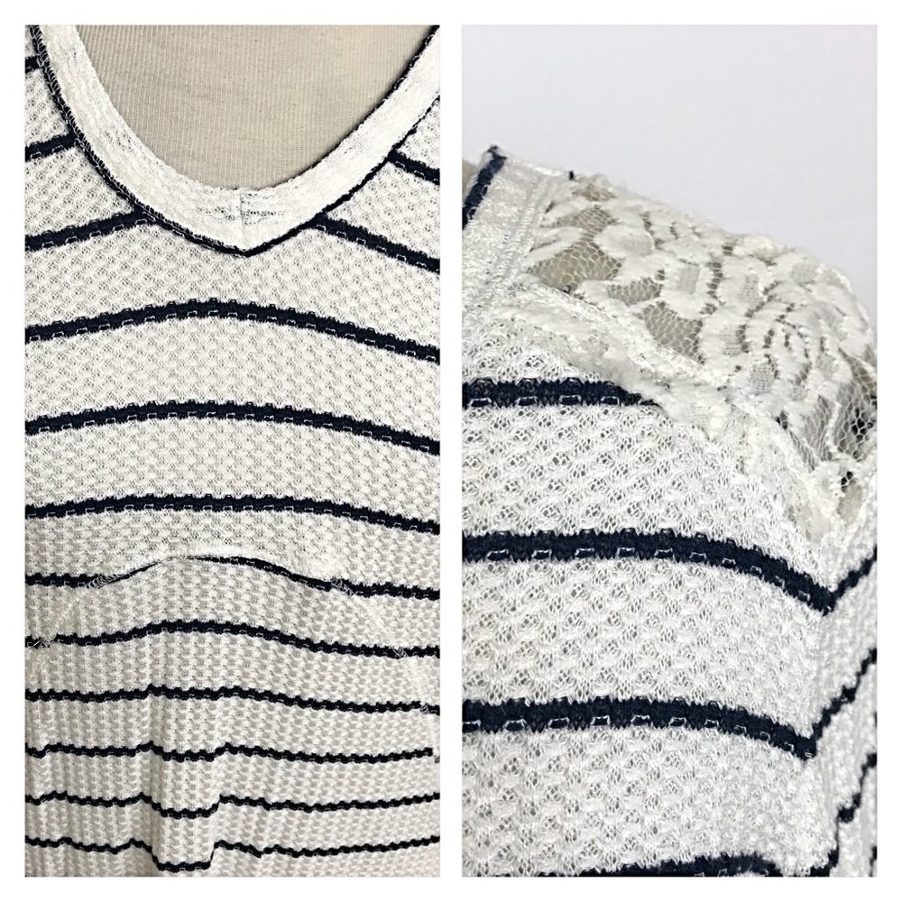 Chic Striped Lace Stretchy Tunic Top SM - Picture 8 of 8